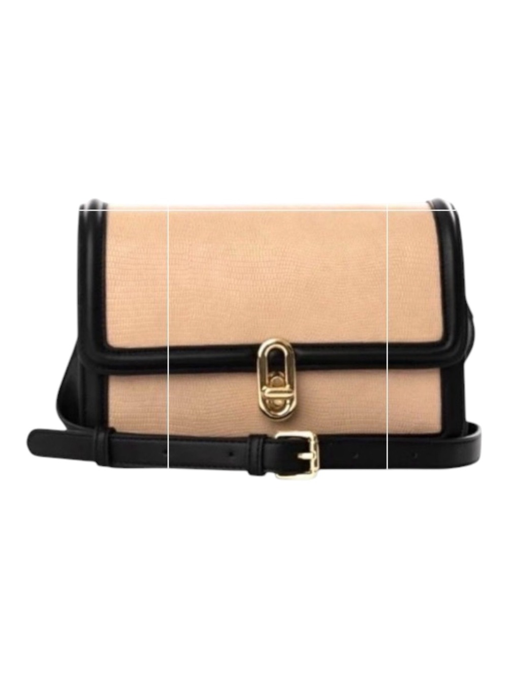 Jules Kae Mia Crossbody Bag Blush Lizard & Black Vegan NWT Minimalist Classic